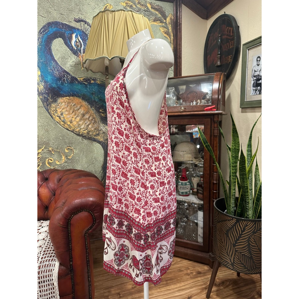 FINEJO Red and White Elephant Print Mini Dress XL - Picture 3 of 9